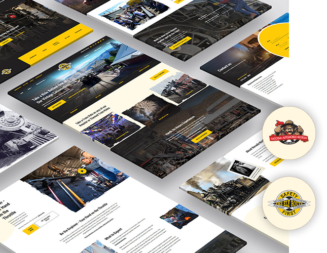 Grid collage of website design mockups