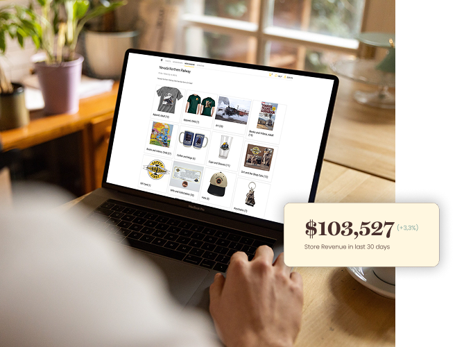 Tablet displaying a museum online gift shop