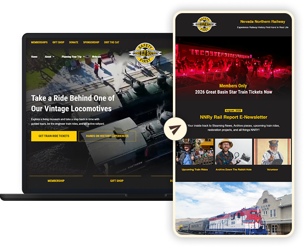laptop screen view and tablet screen view of NNRY website